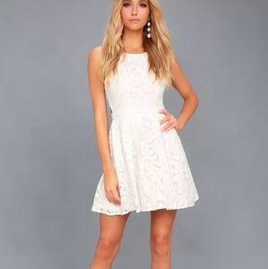 Lulu's White  Skater Cutout Dress